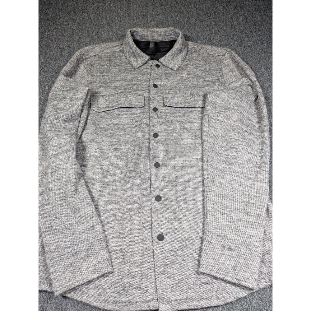 Zella Mens Grey Heather Knit Snap Front Shirt Jacket NR493747MN Size M